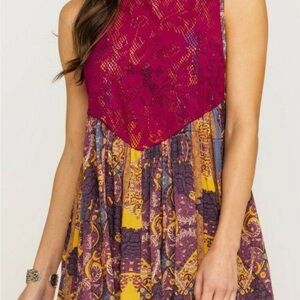 Intimately Free People Count Me In Lace Bib Sleeveless Trapeze Top
